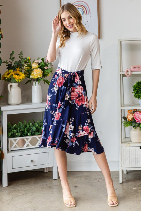 Reborn J Floral Wrap Ruffled Skirt