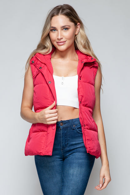 Snobbish Snap and Zip Closure Hooded Vest