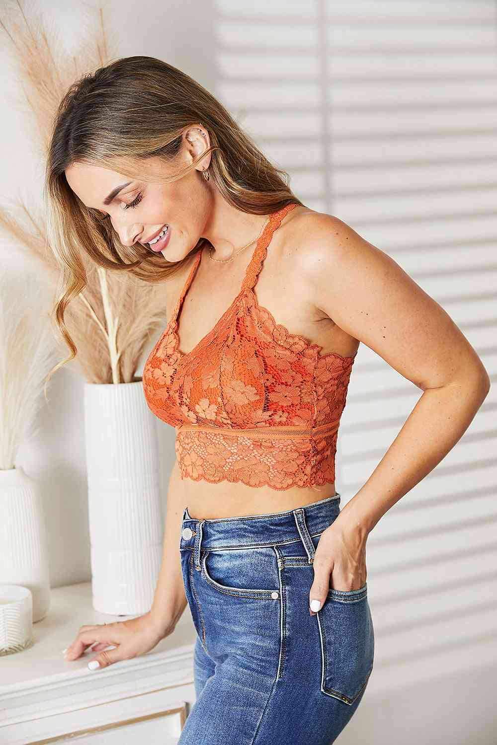 JadyK Juliette Bralette de encaje cruzado de tamaño completo