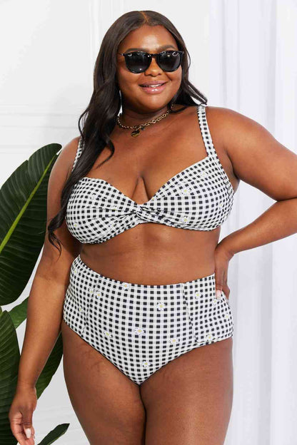 Bikini negro de talle alto Take A Dip Twist de Marina West Swim