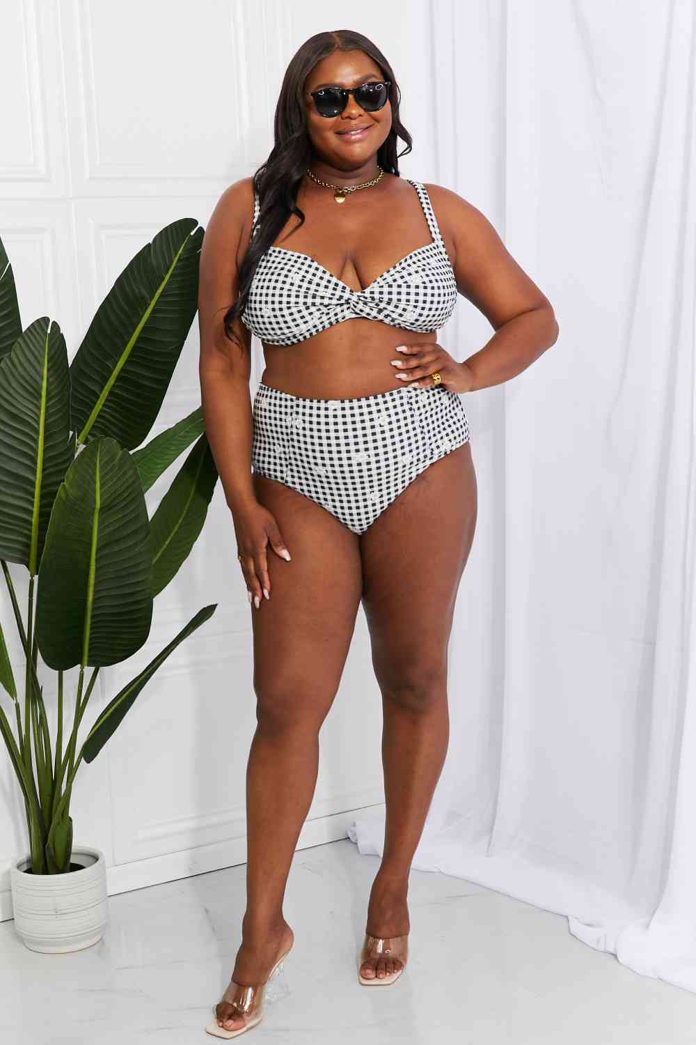 Bikini negro de talle alto Take A Dip Twist de Marina West Swim