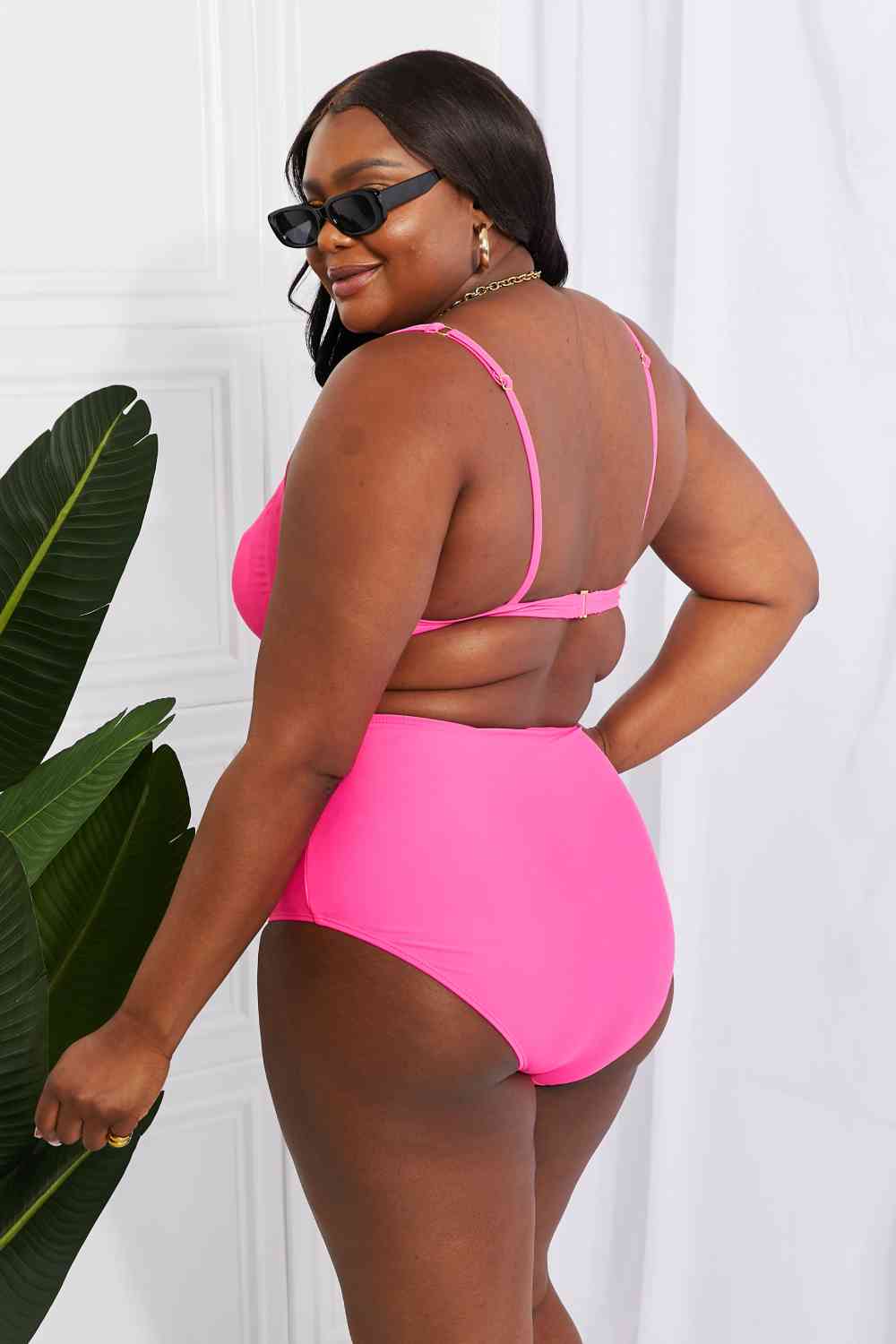 Bikini rosa de talle alto Take A Dip Twist de Marina West Swim