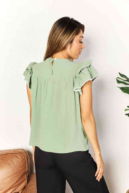 Blusa con mangas acampanadas y detalle plisado de Double Take